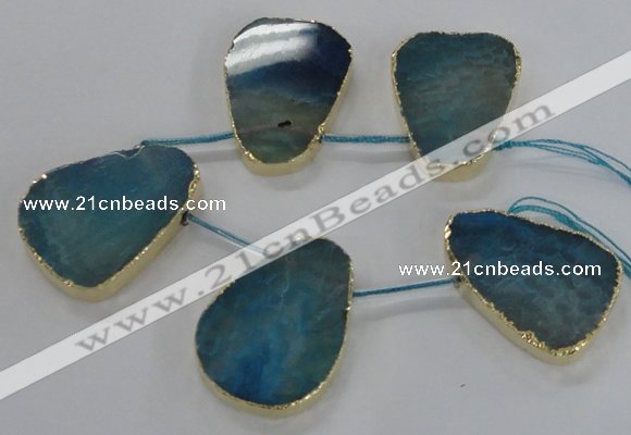 CTD1602 Top drilled 35*40mm - 35*45mm freeform agate beads