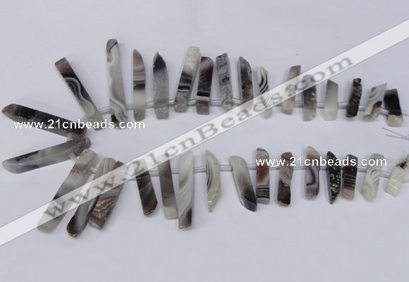 CTD1606 Top drilled 6*25mm - 8*50mm sticks botswana agate beads