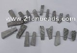 CTD1610 Top drilled 13*25mm - 15*45mm freeform plated druzy quartz beads