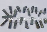 CTD1611 Top drilled 13*25mm - 15*45mm freeform plated druzy quartz beads