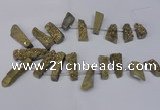 CTD1612 Top drilled 13*25mm - 15*45mm freeform plated druzy quartz beads