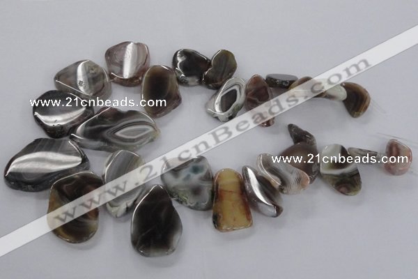 CTD1618 Top drilled 15*25mm - 30*45mm freeform botswana agate beads