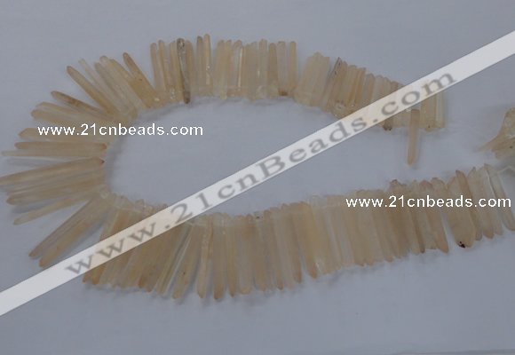 CTD1621 Top drilled 5*25mm - 6*45mm sticks white crystal beads