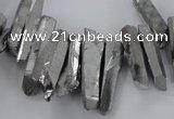 CTD1623 Top drilled 4*15mm - 6*35mm sticks plated quartz beads