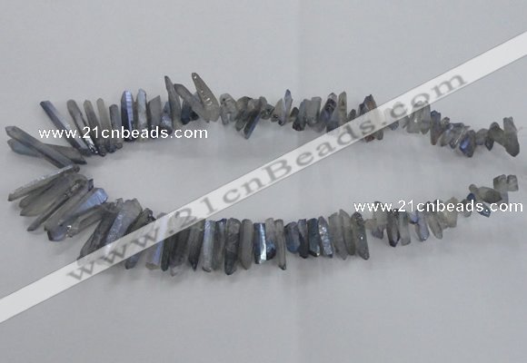 CTD1625 Top drilled 4*15mm - 6*35mm sticks plated quartz beads