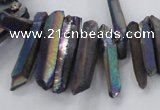 CTD1626 Top drilled 4*15mm - 6*35mm sticks plated quartz beads