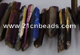 CTD1627 Top drilled 4*15mm - 6*35mm sticks plated quartz beads