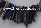 CTD1628 Top drilled 4*15mm - 6*35mm sticks plated quartz beads