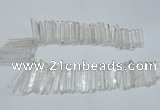 CTD1639 Top drilled 5*30mm - 7*60mm sticks white crystal beads