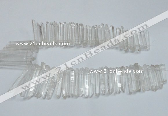 CTD1639 Top drilled 5*30mm - 7*60mm sticks white crystal beads