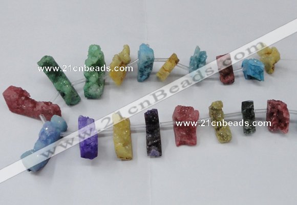 CTD1655 Top drilled 10*20mm - 15*40mm freeform druzy agate beads