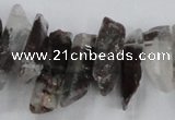CTD1658 Top drilled 6*15mm - 8*35mm sticks green phantom quartz beads