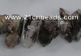 CTD1659 Top drilled 6*12mm - 15*25mm sticks green phantom quartz beads