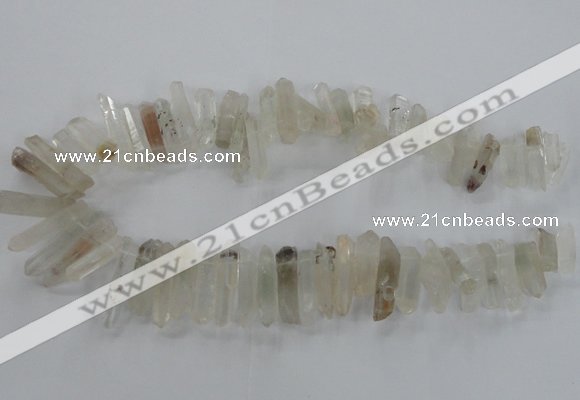 CTD1661 Top drilled 6*18mm - 8*35mm sticks green phantom quartz beads