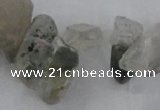 CTD1664 Top drilled 8*15mm - 15*25mm sticks green phantom quartz beads