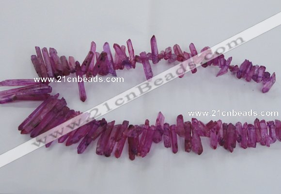 CTD1694 Top drilled 5*15mm - 7*35mm sticks dyed white crystal beads