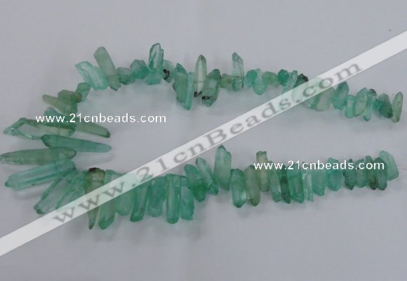 CTD1695 Top drilled 5*15mm - 7*35mm sticks dyed white crystal beads