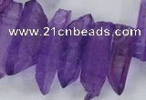 CTD1699 Top drilled 8*15mm - 11*35mm sticks dyed white crystal beads