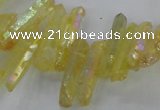 CTD1714 Top drilled 5*10mm - 6*30mm sticks plated white crystal beads