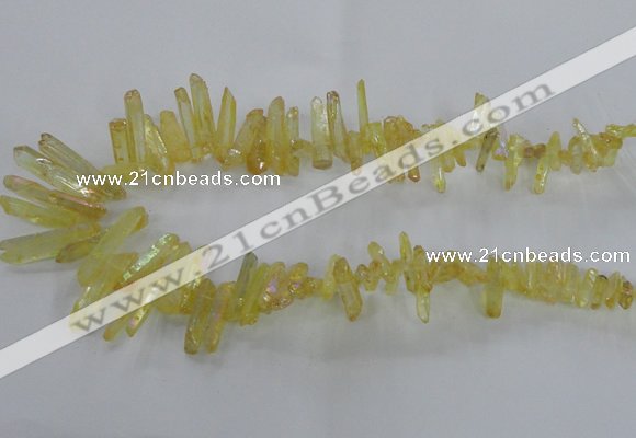 CTD1714 Top drilled 5*10mm - 6*30mm sticks plated white crystal beads