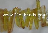 CTD1715 Top drilled 5*10mm - 6*30mm sticks plated white crystal beads