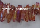 CTD1716 Top drilled 5*10mm - 6*30mm sticks plated white crystal beads