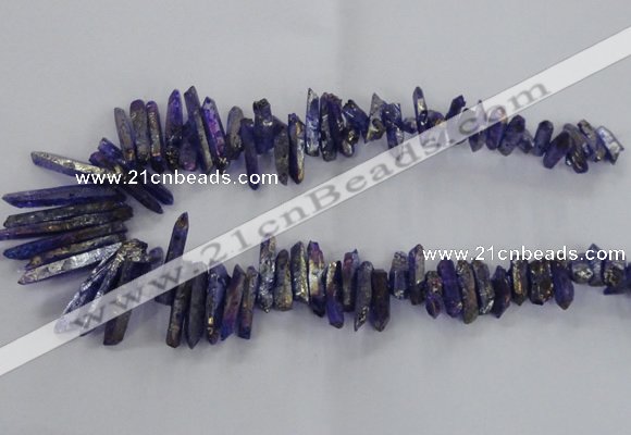 CTD1720 Top drilled 5*10mm - 6*30mm sticks plated white crystal beads