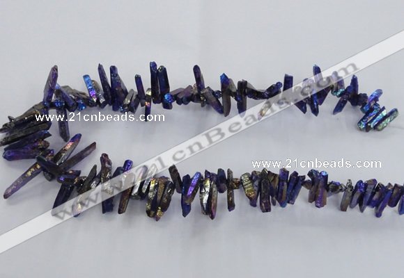 CTD1721 Top drilled 5*10mm - 6*30mm sticks plated white crystal beads