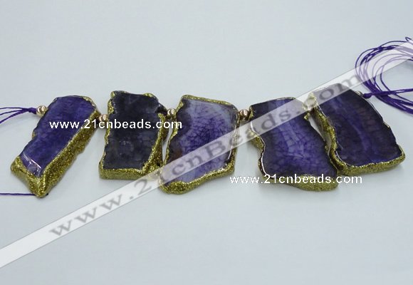 CTD1735 Top drilled 25*35mm - 30*45mm freeform agate slab beads