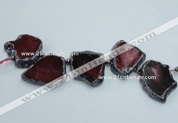 CTD1741 Top drilled 25*35mm - 35*50mm freeform agate slab beads