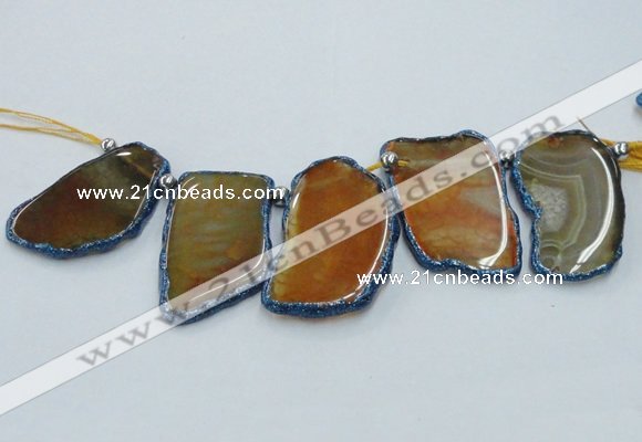 CTD1757 Top drilled 20*40mm - 35*55mm freeform agate slab beads