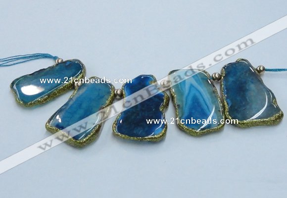 CTD1765 Top drilled 20*40mm - 35*55mm freeform agate slab beads