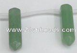 CTD1802 Top drilled 10*30mm - 10*32mm sticks green aventurine beads