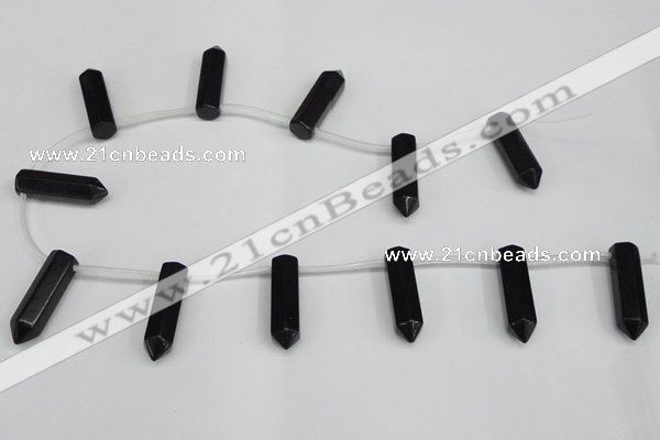 CTD1812 Top drilled 10*30mm - 10*32mm sticks black agate beads