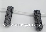 CTD1813 Top drilled 10*30mm - 10*32mm sticks snowflake obsidian beads