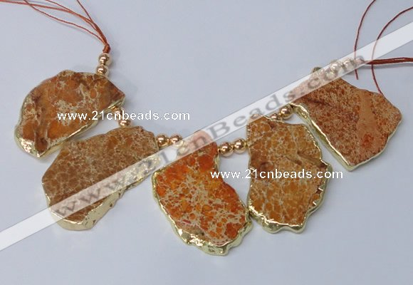 CTD1901 Top drilled 25*30mm - 35*45mm freeform sediment jasper beads