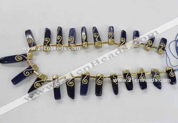 CTD1927 Top drilled 8*20mm - 10*35mm sticks lapis lazuli beads