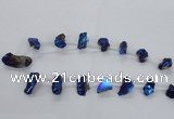 CTD1937 Top drilled 12*20mm - 25*35mm nuggets plated amethyst beads