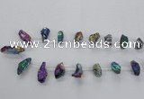 CTD1938 Top drilled 12*20mm - 25*35mm nuggets plated amethyst beads