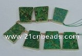 CTD1955 Top drilled 30*40mm - 35*45mm trapezoid sea sediment jasper beads