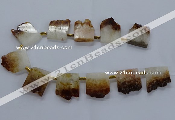 CTD1994 Top drilled 25*30mm - 30*35mm freeform druzy citrine beads