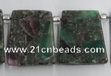 CTD200 Top drilled 20*24mm trapezoid fluorite & pyrite beads