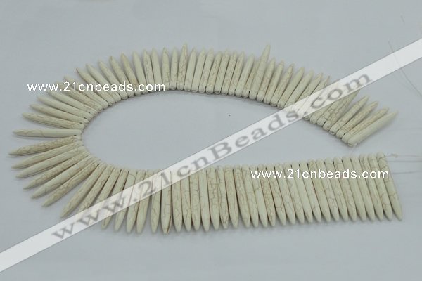 CTD2028 Top drilled 5*40mm - 5*45mm sticks turquoise beads