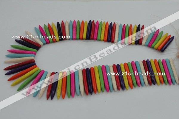 CTD2030 Top drilled 5*40mm - 5*45mm sticks turquoise beads