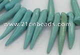 CTD2037 Top drilled 5*15mm - 6*40mm sticks turquoise beads