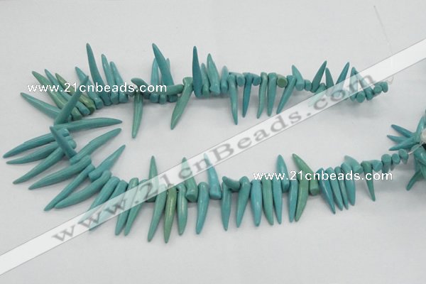 CTD2037 Top drilled 5*15mm - 6*40mm sticks turquoise beads