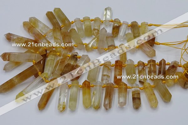 CTD2111 Top drilled 10*25mm - 12*45mm sticks yellow quartz beads