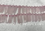 CTD2114 Top drilled 10*25mm - 12*45mm sticks rose quartz beads