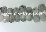 CTD2143 15*25mm - 18*25mm freeform black rutilated quartz  beads