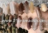 CTD2241 10*22mm - 12*45mm faceted nuggets mixed rutilated quartz beads